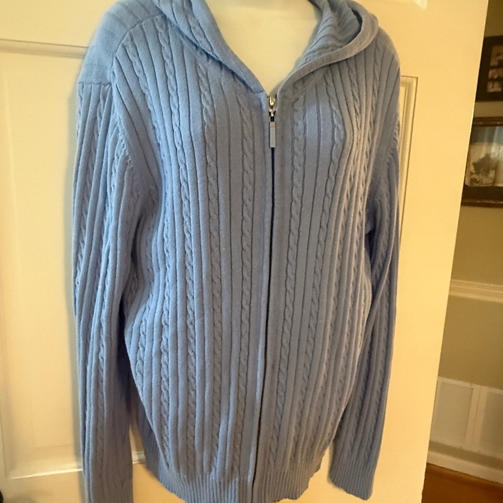 Izod Sky Blue Knit Zip up hoodie